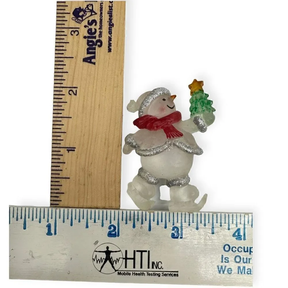 Festive Snowman skating holding a Christmas tree Vintage brooch costume